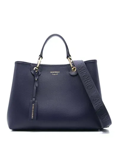 Emporio Armani Logo-tag Leather Tote Bag In Nve