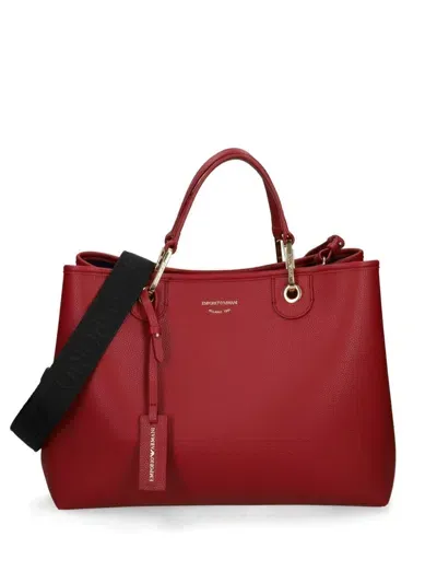 Emporio Armani Logo-tag Tote Bag In Vino/tempesta