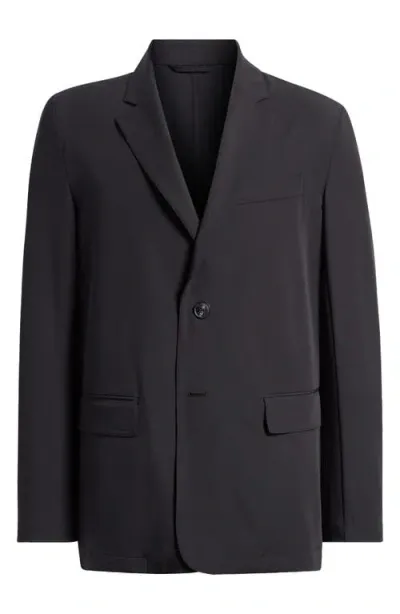 Emporio Armani Soft Stretch Nylon Sport Coat In Solid Black