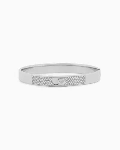 Emporio Armani Stainless Steel With Crystals Setted Bangle Bracelet In Multi