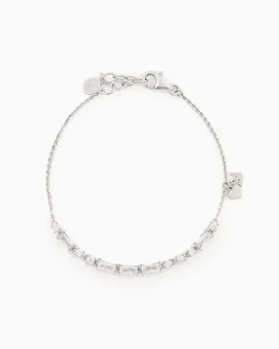 Emporio Armani Sterling Silver Station Bracelet In Multicoloured