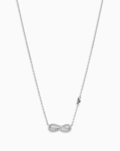 Emporio Armani Sterling Silver Station Necklace In Metallic