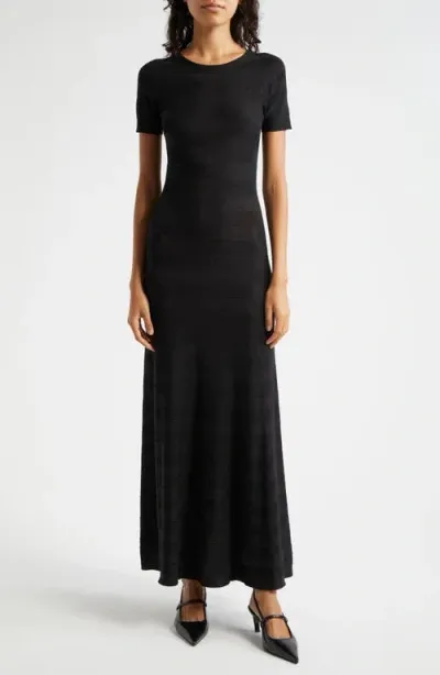 Emporio Armani Stripe Maxi Dress In Solid Black