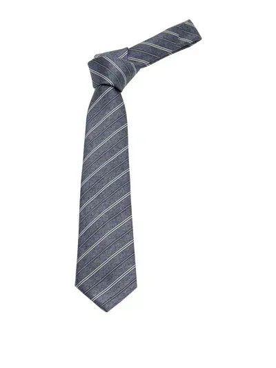 Emporio Armani Striped Tie In Azul Claro