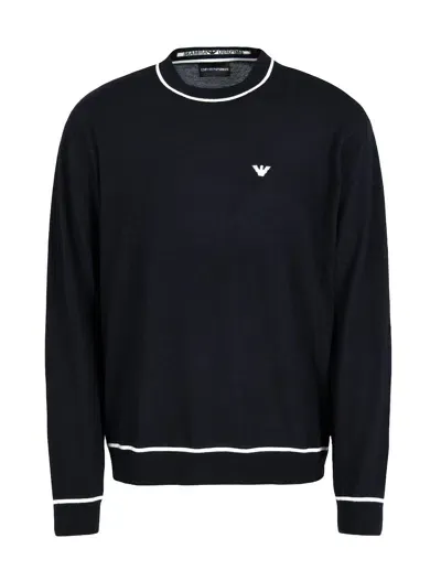 Emporio Armani Logo-jacquard Sweater In Black