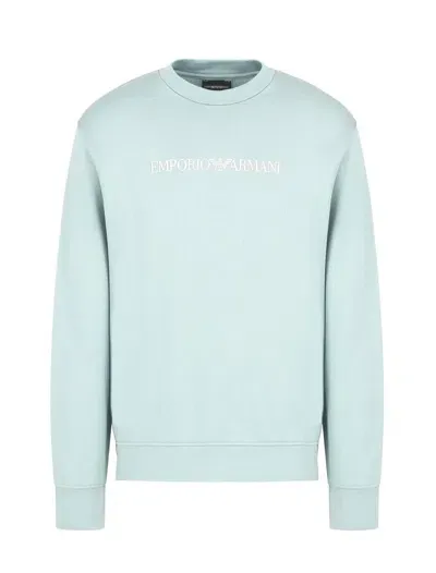 Emporio Armani Official Store Modal-blend Sweatshirt With Logo Print In Silver