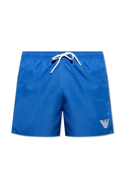 Emporio Armani Mens Eagle Logo Woven Swim Shorts In Royal