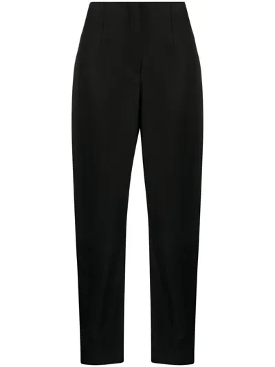 Emporio Armani Tapered Gabardine Trousers In Black