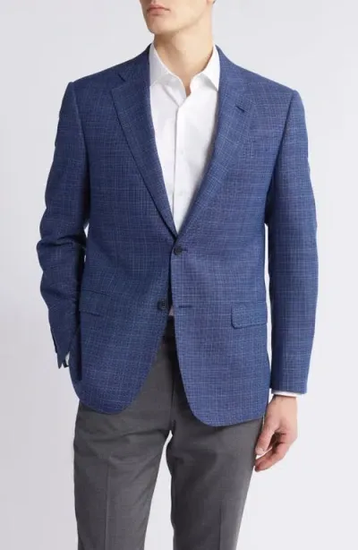 Emporio Armani Textured Basket Weave Wool Sport Coat In Blue