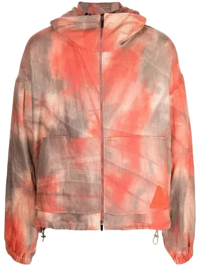 Emporio Armani Tie-dye Hooded Jacket In Orange