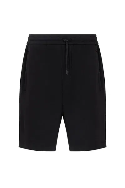 Emporio Armani Logo-band Track Shorts In Black