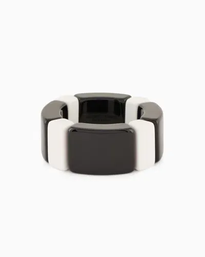 Emporio Armani Two-tone Elastic Bracelet In Black