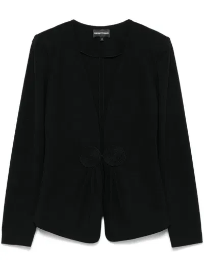 Emporio Armani V-neck Blazer In Black