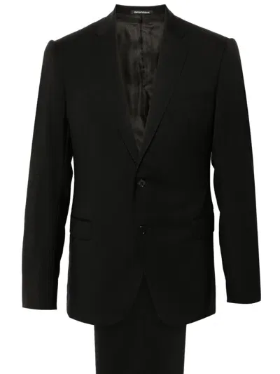 Emporio Armani Virgin Wool Single-breasted Suit In Blue