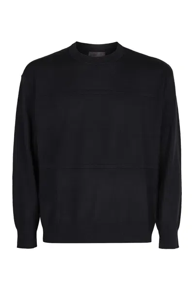 Emporio Armani Virgin Wool Textured Sweater In Blue