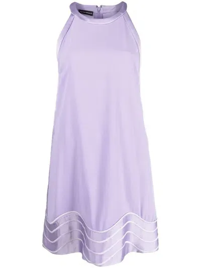 Emporio Armani Wave-pattern Shiftdress In Purple