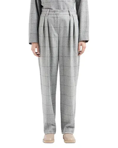 Emporio Armani Windowpane Print Pants In Light Grey