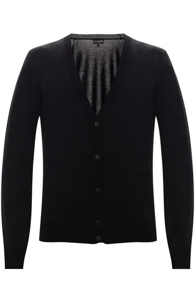 Emporio Armani Wool Cardigan In Nero