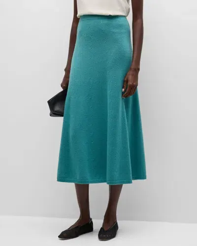 Emporio Armani Official Store Seamless Plain Virgin Wool Midi Skirt In Green