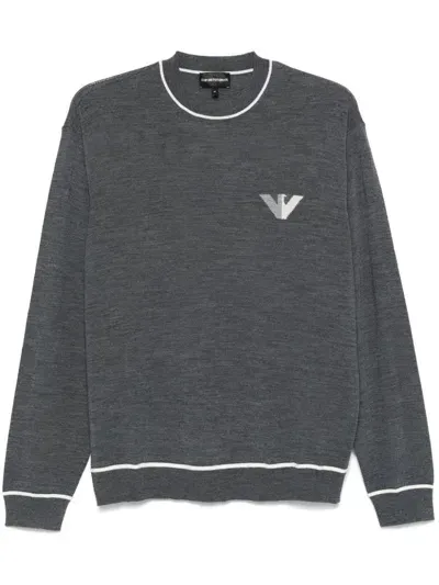 Emporio Armani Wool Crewneck Sweater In Grey