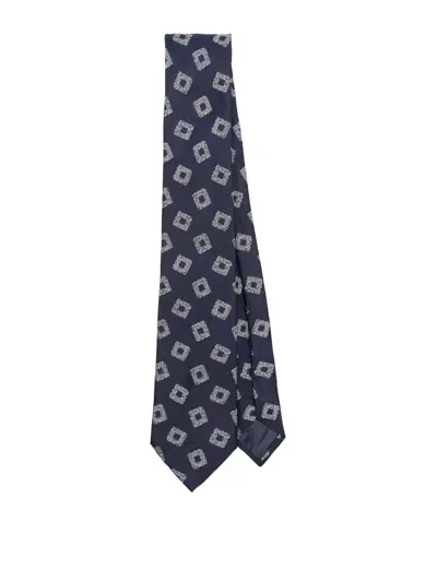 Emporio Armani Woven Jacquard Tie In Blue