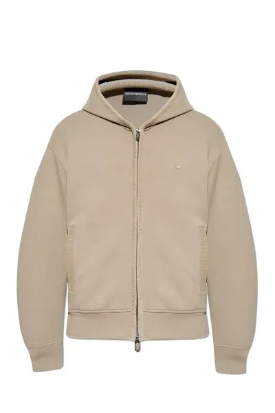 Emporio Armani Zip Up Sweatshirt In Brown