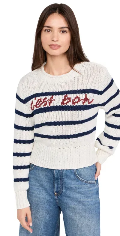 En Saison Helena Striped Sweater Ivory Navy