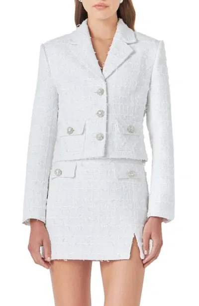 Endless Rose Crop Tweed Jacket In White