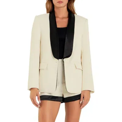 Endless Rose Satin Lapel Blazer In Ivory