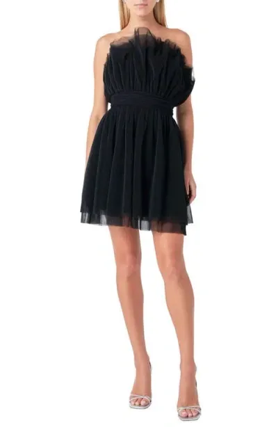 Endless Rose Strapless Tulle Minidress In Black