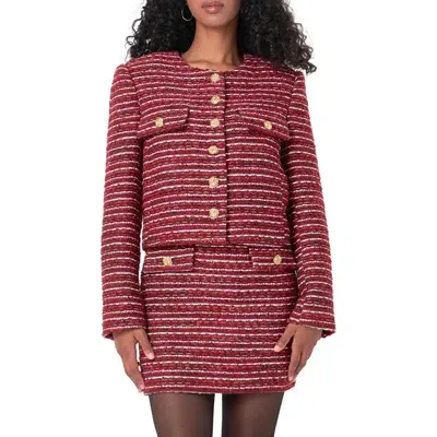 Endless Rose Stripe Tweed Jacket In Cranberry