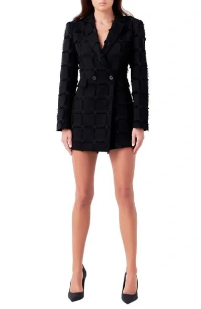 Endless Rose Textured Blazer Romper In Black