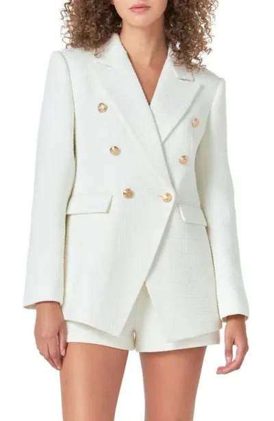 Endless Rose Tweed Blazer In White