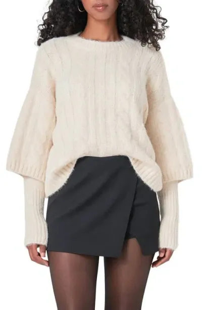 Endless Rose Twofer Cable Layered Sweater In Cream