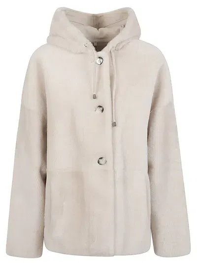 Enes Fur Hooded Jacket In White