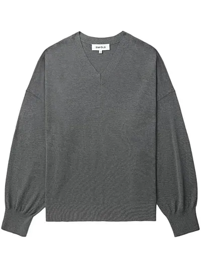 Enföld V-neck Knitted Top In Grey