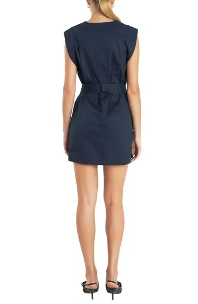 English Factory Belted Cotton Minidress In Blue