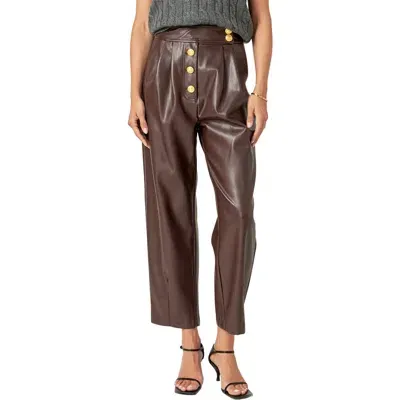 English Factory Button Fly Faux Leather Ankle Pants In Dark Brown