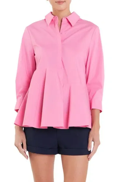 English Factory Peplum Shirt In Pink