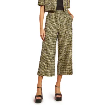 English Factory Premium Tweed Culotte Pants In Yellow/black