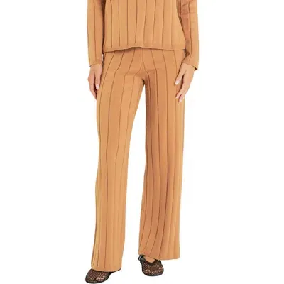 English Factory Pull-on Straight Leg Rib Knit Pants In Camel