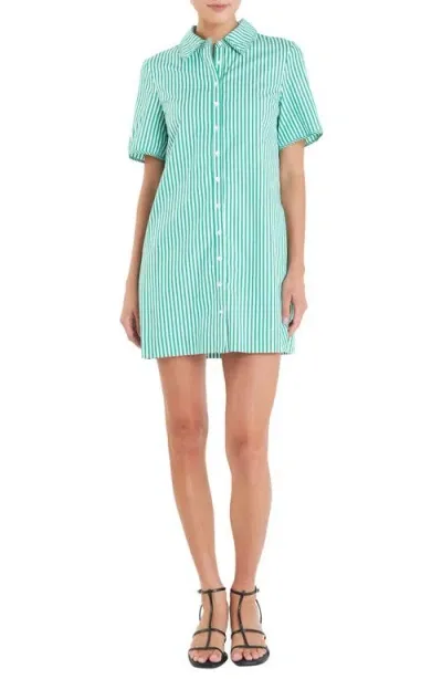 English Factory Stripe Shirtdress In Green