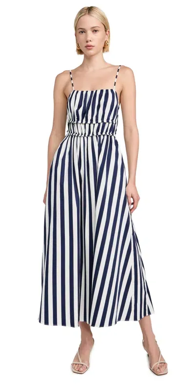 English Factory Stripe Sleeveless Maxi Dress Navy/white