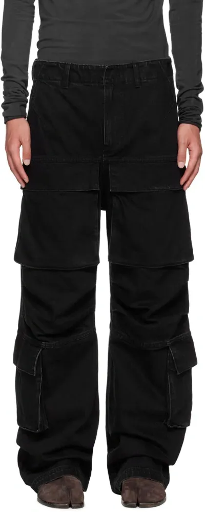 Entire Studios Black Heavy Denim Cargo Pants In Magnetite