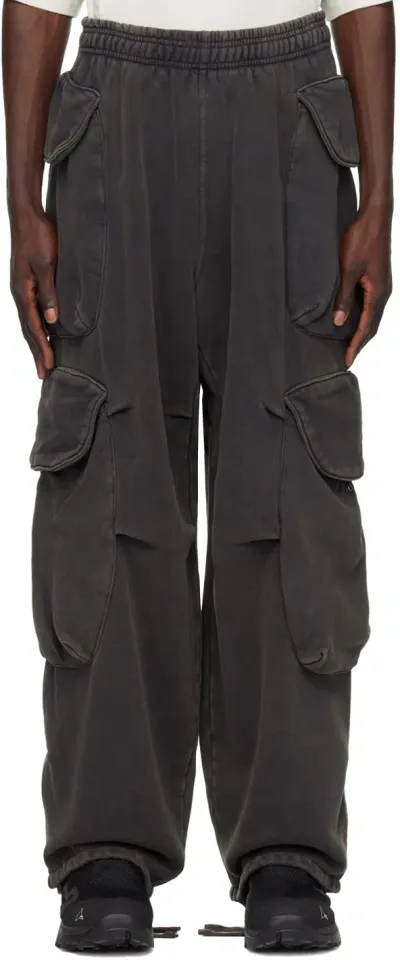 Entire Studios Black Heavy Gocar Cargo Pants In Washed Black