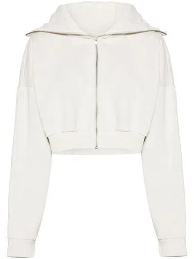 Entire Studios Cropped Zipped Hoodie In White