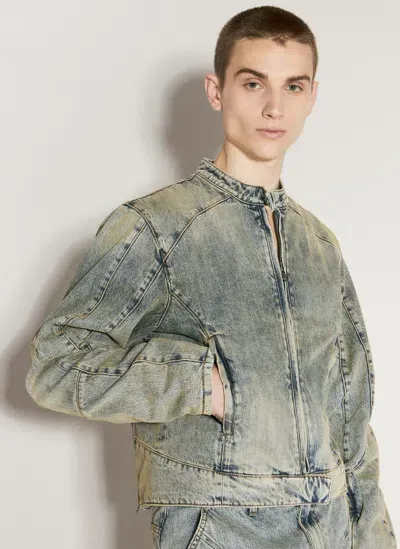 Entire Studios Moto Denim Jacket In Grey