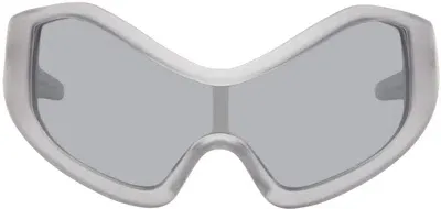 Entire Studios Ssense Exclusive Gray Compound Shield Sunglasses In Frosted Clear Mirror