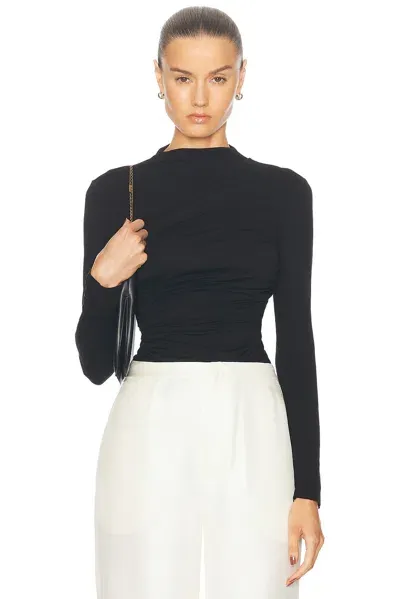 Enza Costa Longsleeve Twist Top In Black