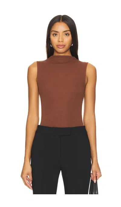 Enza Costa Silk Knit Rib Sleeveless Mockneck In Nutshell